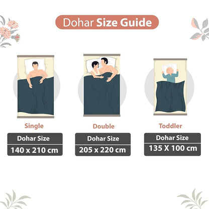 Divine Casa Floret 100% Cotton Double Dohar 120 GSM Soft & Lightweight Throw Blanket Colour Floral Blush