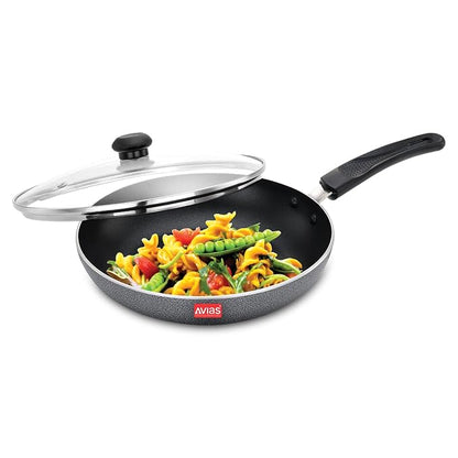 Avias Zen Ib Fry Pan 24cm Nonstick Aluminium Pan With Glass Lid Induction Friendly