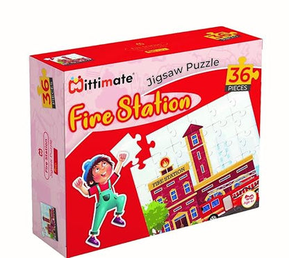 Mittimate Fire Station Jigsaw Puzzle Game for Kids Age 4 to 6 Old I 36 Pieces Puzzle Toy Birthday Gift