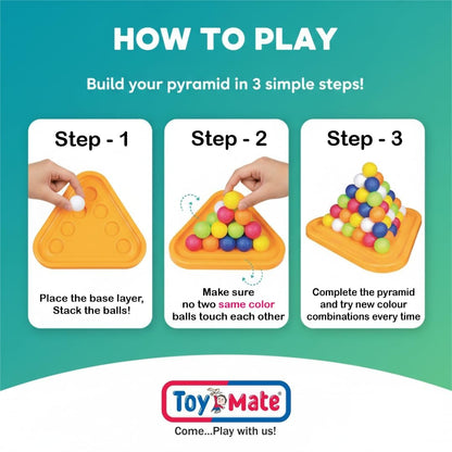 Toymate Pyramid Ball Puzzle for Kids Colourful Stacking & Balancing Game
