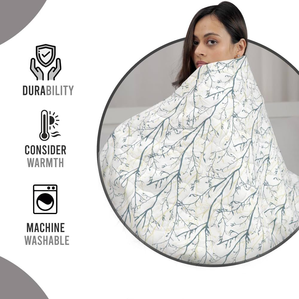 Divine Casa 120 GSM Microfiber Single Bed Comforter Soft & Lightweight Reversible AC Blanket Colour Beetle Grey