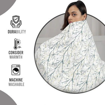 Divine Casa Microfibre All Weather Lightweight 120 GSM Printed Reversible Double Bed Quilt Comforter Blanket TC - 144 Colour Light Grey and White