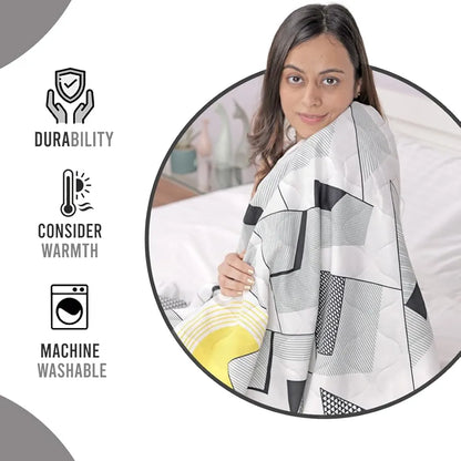 Divine Casa Microfiber 150 GSM Reversible Double Bed Comforter Ultra Soft & Lightweight Blanket Colour Black Bean