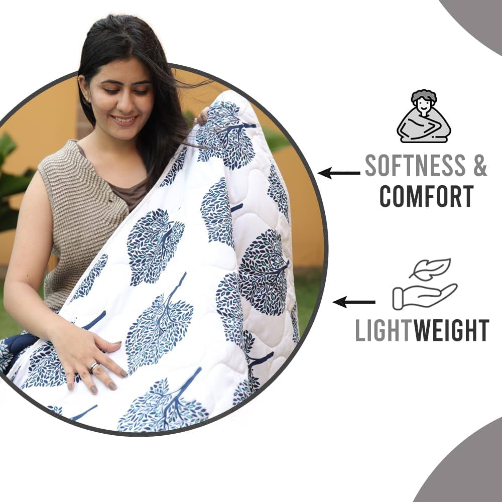 Divine Casa 120 GSM Microfiber Single Bed Comforter Soft & Lightweight Reversible AC Blanket Colour Dark Sapphire
