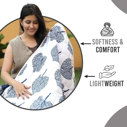 Divine Casa Microfibre Quilt AC Blanket 120 GSM All Season Reversible Double Bed Size Comforter Colour Medieval Blue