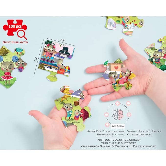Chalk and Chuckles 100 Piece Jigsaw Puzzle for Kids | Educational Toy | Christmas Gift | Kindness Activity Makermax Cat