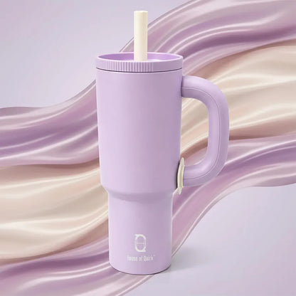 House of Quirk 1200ml Stainless Steel Tumbler with Handle, Straw & Straw Cap | Leakproof Water Bottle | Large Capacity Travel Mug 