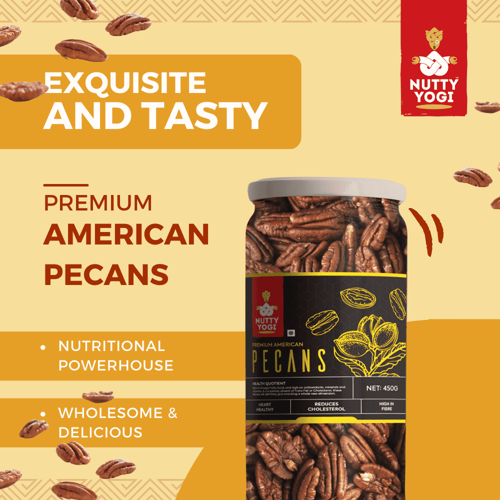 "Nutty Yogi Pecans 450g | All Natural | No Preservatives | No Additives | Gluten Free | Vegan | Non GMO | Nuts Dry Fruits "
