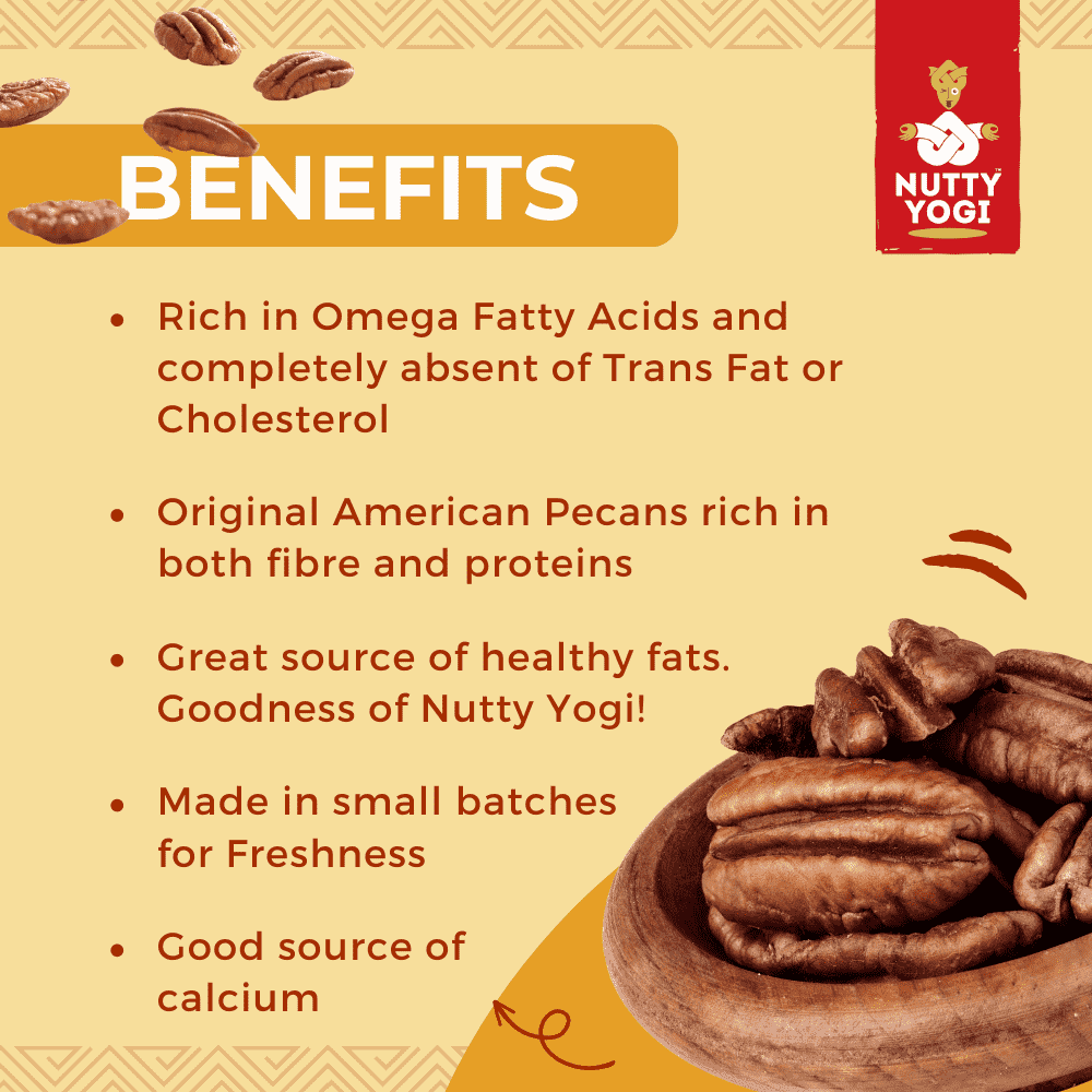 "Nutty Yogi Pecans 450g | All Natural | No Preservatives | No Additives | Gluten Free | Vegan | Non GMO | Nuts Dry Fruits "