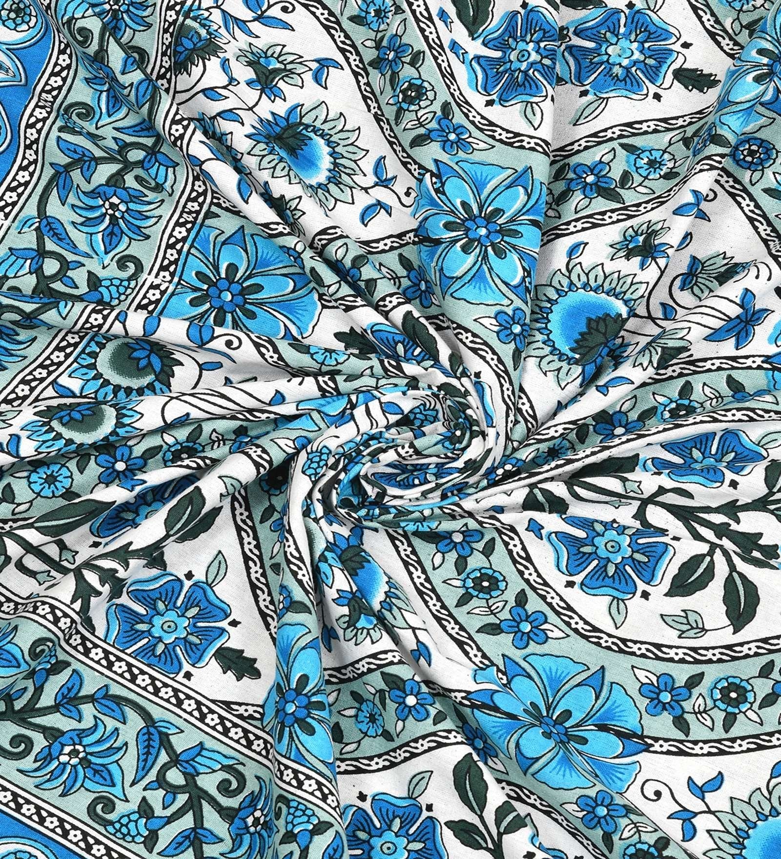 100% Pure Cotton Traditional Printed Bedsheet for Double Bed King Size Bedsheet with 2 Pillow Covers
