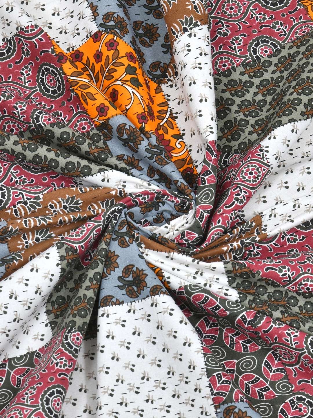 100% Pure Cotton Traditional Printed Bedsheet for Double Bed King Size Bedsheet with 2 Pillow Covers