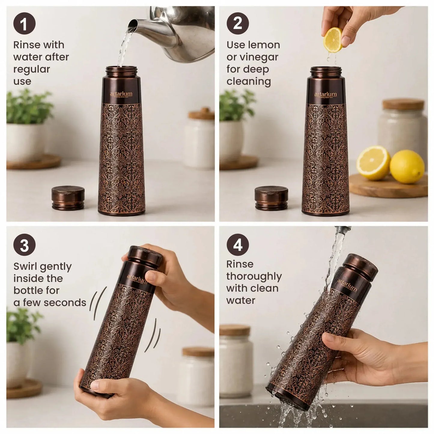 Artarium Antique Etching Copper Water Bottle 1L