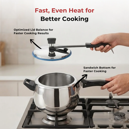 Vinod Doniv Stainless Steel Sandwich Bottom Pressure Cooker Inner Lid