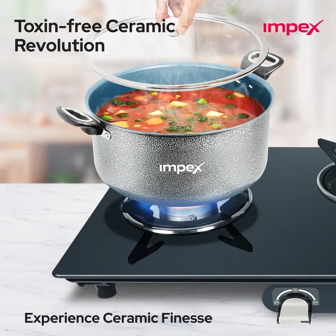 Impex Trucera 8L Ceramic Biryani Pot Grey Induction Non-Stick PFOA-Free