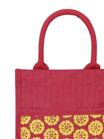 Jute Cottage Pocket Zipper Lunch Bag 100% Genuine Jute Stylish