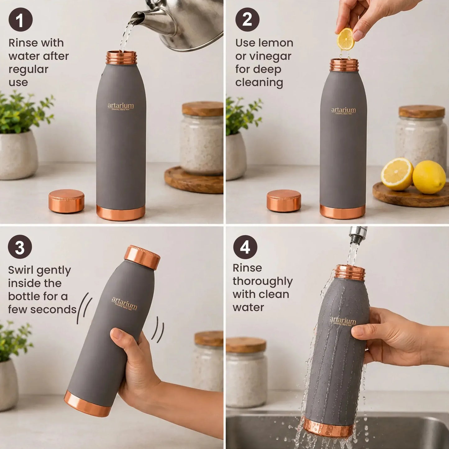 Artarium Eco-Friendly Plain Copper Water Bottle