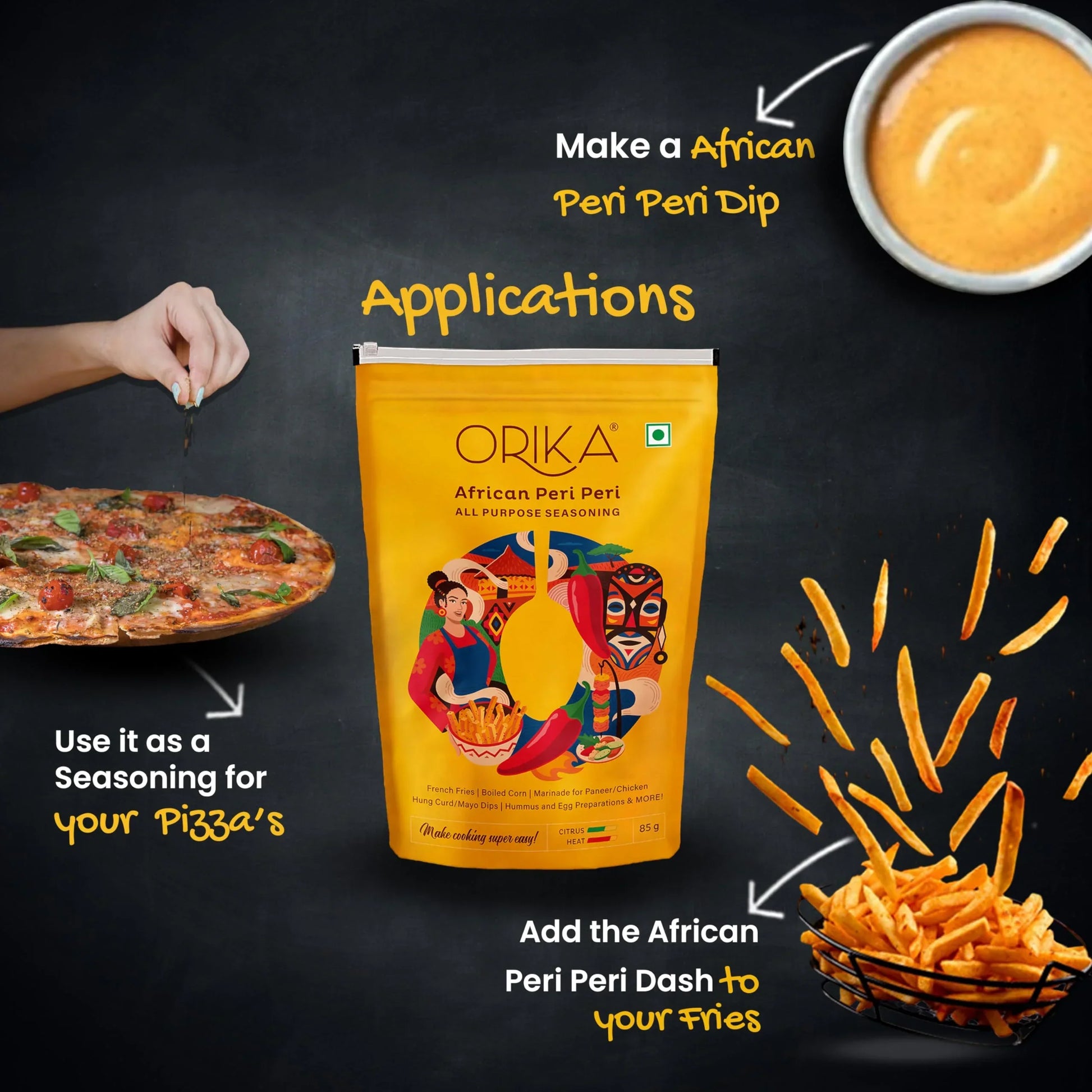 Orika African Peri Peri All Purpose Seasoning, Pack of 2, 85g each