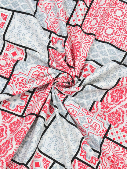 100% Pure Cotton Traditional Printed Bedsheet for Double Bed King Size Bedsheet with 2 Pillow Covers