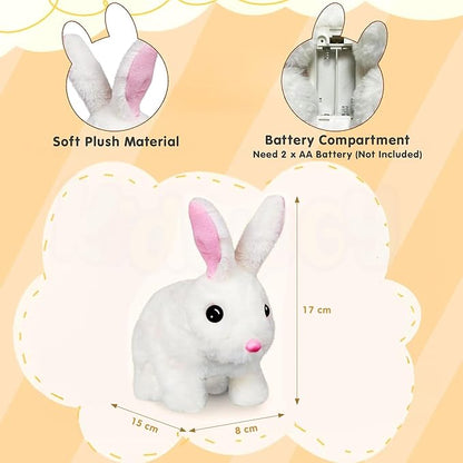 Kidology Electronic Bunny Toy for Kids Hopping & Jumping Rabbit White Color