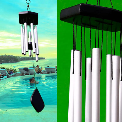 Lilone 7 Pipe Silver Wind Chimes 60 cm Long