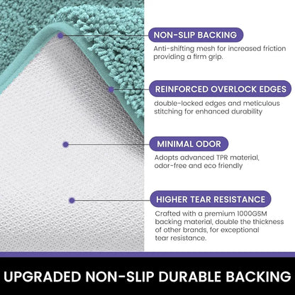 Luxe Home International Microfibre Luxe Home Bath Mat Anti Skid Slip Bathroom Floor Door Rectangular Mats Colour Aqua