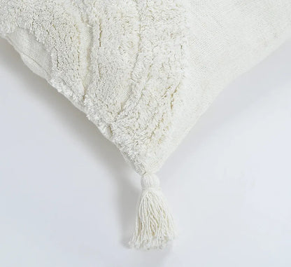Homadorn Luxury Cotton Handmade Decorative Boho Throw Tufted Pillow Covers White