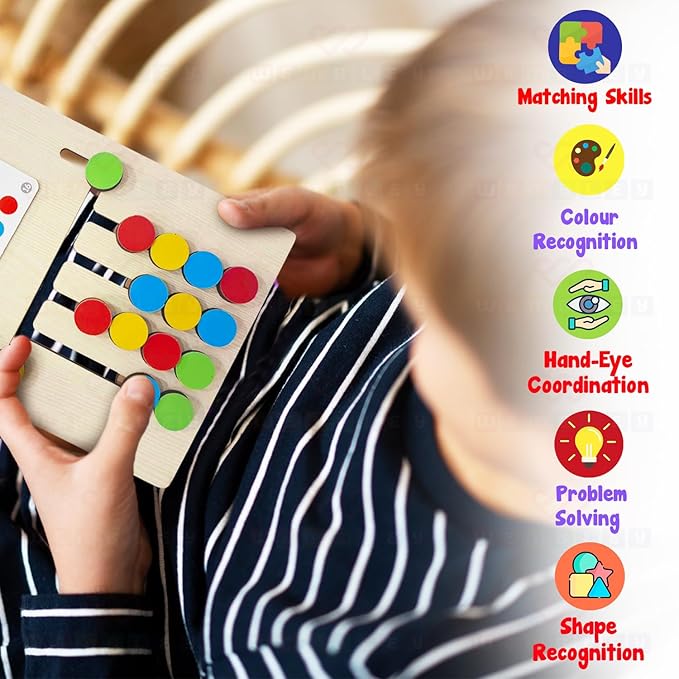 Wembley Multicolor Slide Puzzle Montesori Slide Puzzle Game Toys 2 in 1 Color & Pattern Matching