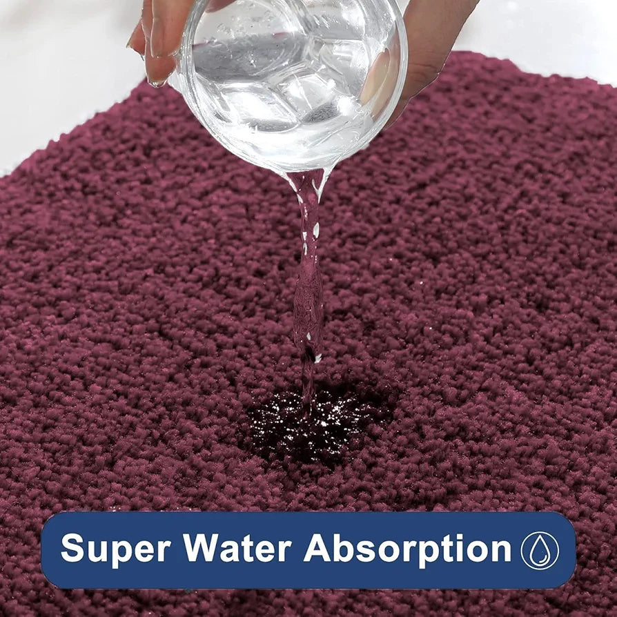 Luxe Home International Bathmat Super Soft Anti SkidWater Absorbent Floor Mats Colour Wine