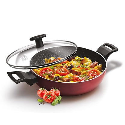 Milton Pro Cook Granito Induction Kadhai With Glass Lid, 30 Cm / 4.9 Litre - 2020 gms