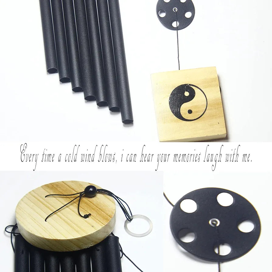 Lilone 7 Black Color Pipes Wind Chimes 24 Inch Long