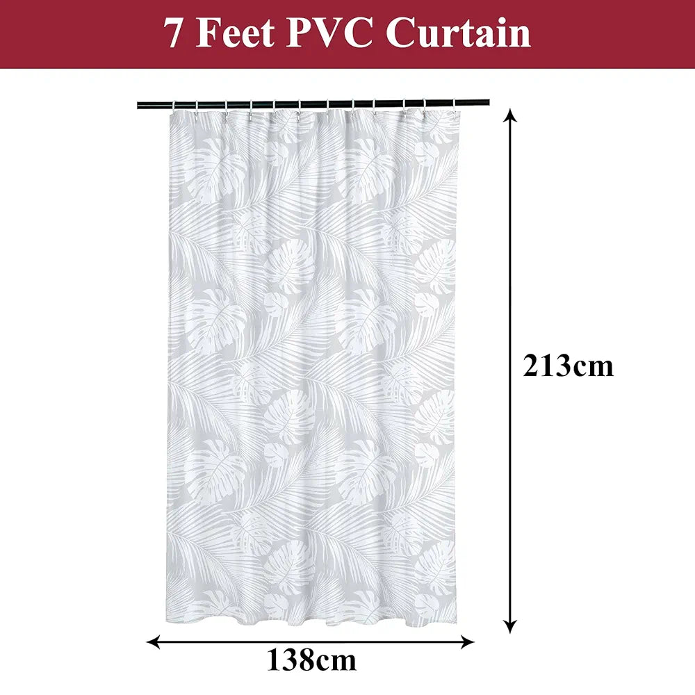 Kuber Industries Shower Curtain PVC Shower Curtain with Hooks Shower Curtain for Bathroom White