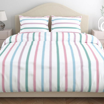Haus & Kinder Cotton Queen Size Bedsheet for Double Bed (90 X 100 Inches) with 2 Pillow Covers | 186 TC Bed Sheet Blue Spectrum