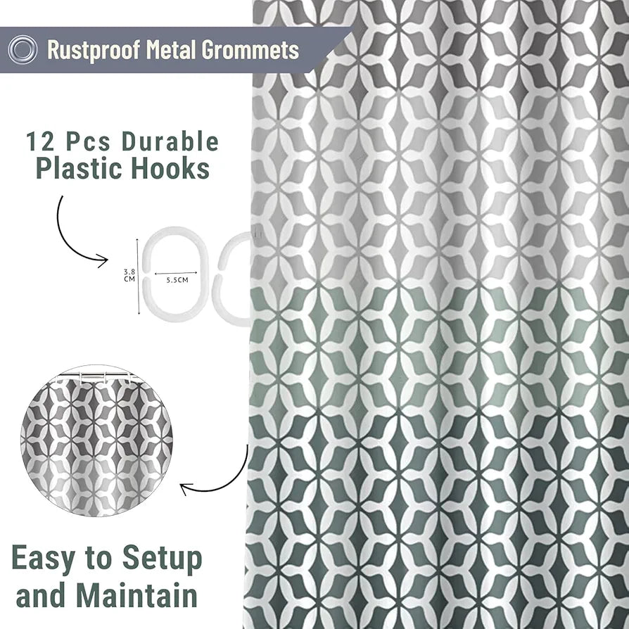 Home Threads Embrace Luxury with Our 6-Feet Long Premium Polyester Shower Curtain with 12 Hooks for a Lavish Bathroom Ambiance Stylish Splendid and Perfectly Sized Four_Shade
