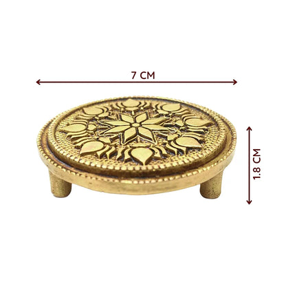anciently Round Chowki | Pooja Chowki Round | Round Brass Chowki, Brass, Gold Colour, 1 Piece , Religious