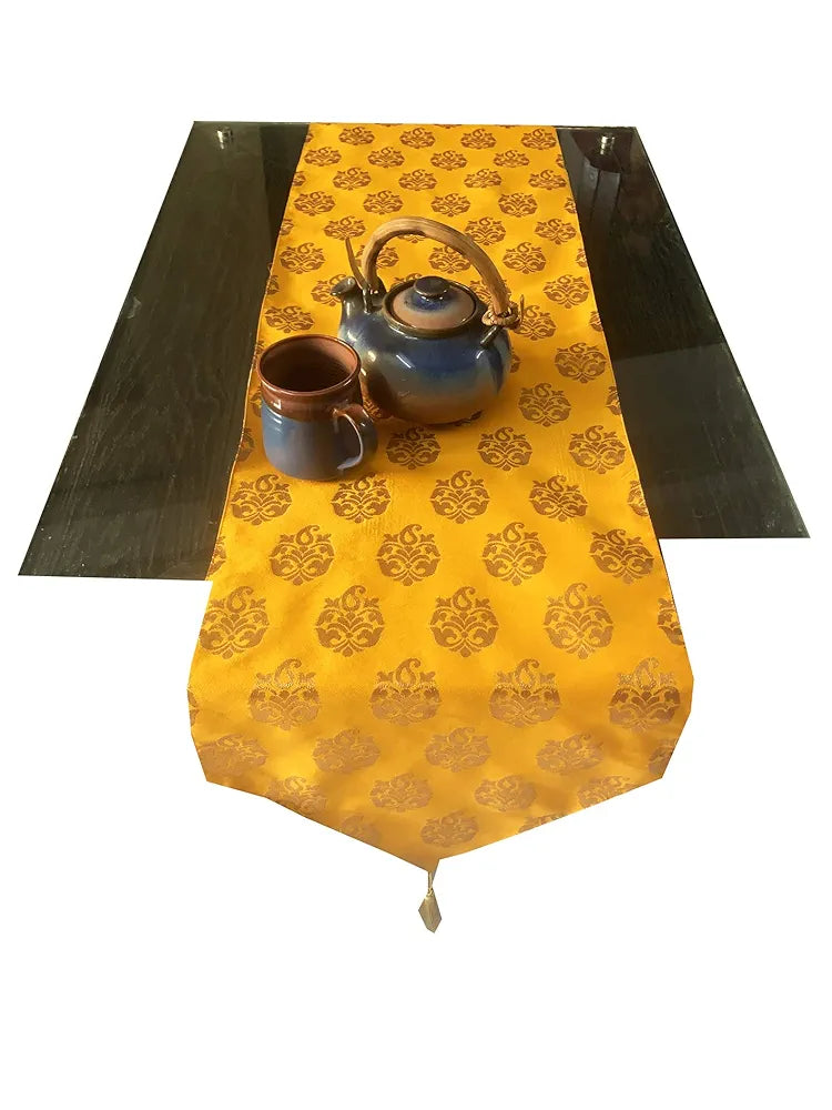 Pink Parrot Vireo-designer Dupion Silk With Print Table Runner Colour Pink