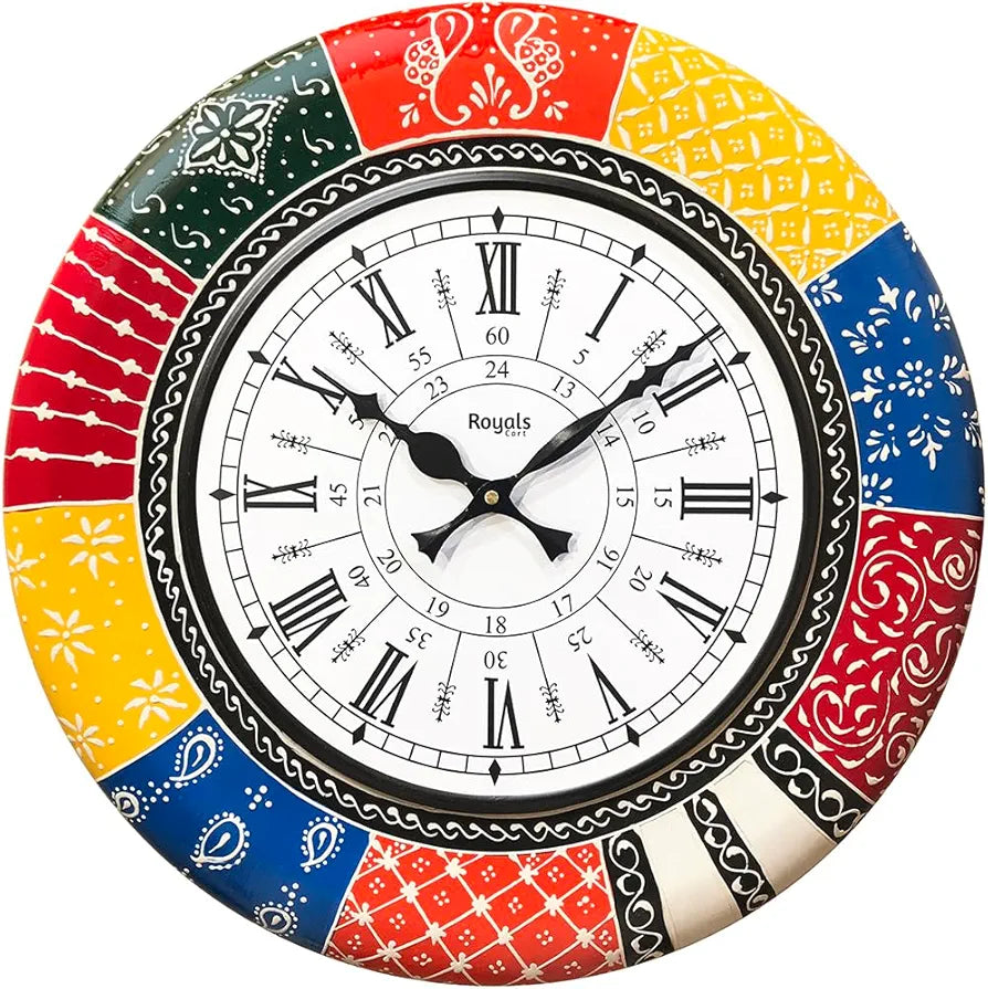 RoyalsCart Boistrous Colors Wooden Antique Analog Wall Clock Size - 40 cm x 40 cm [16 x 16 inches] [KTWC139D] Boistrous