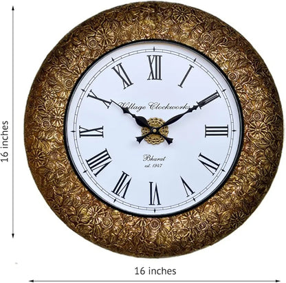 RoyalsCart Decorative Metal Analog Wall Clock Clock Size - 16 x 16 inches  [KTWC221] Classic Metal