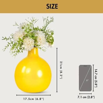 Behoma Metal Flower Vase Sunshine Yellow Flowers not Included