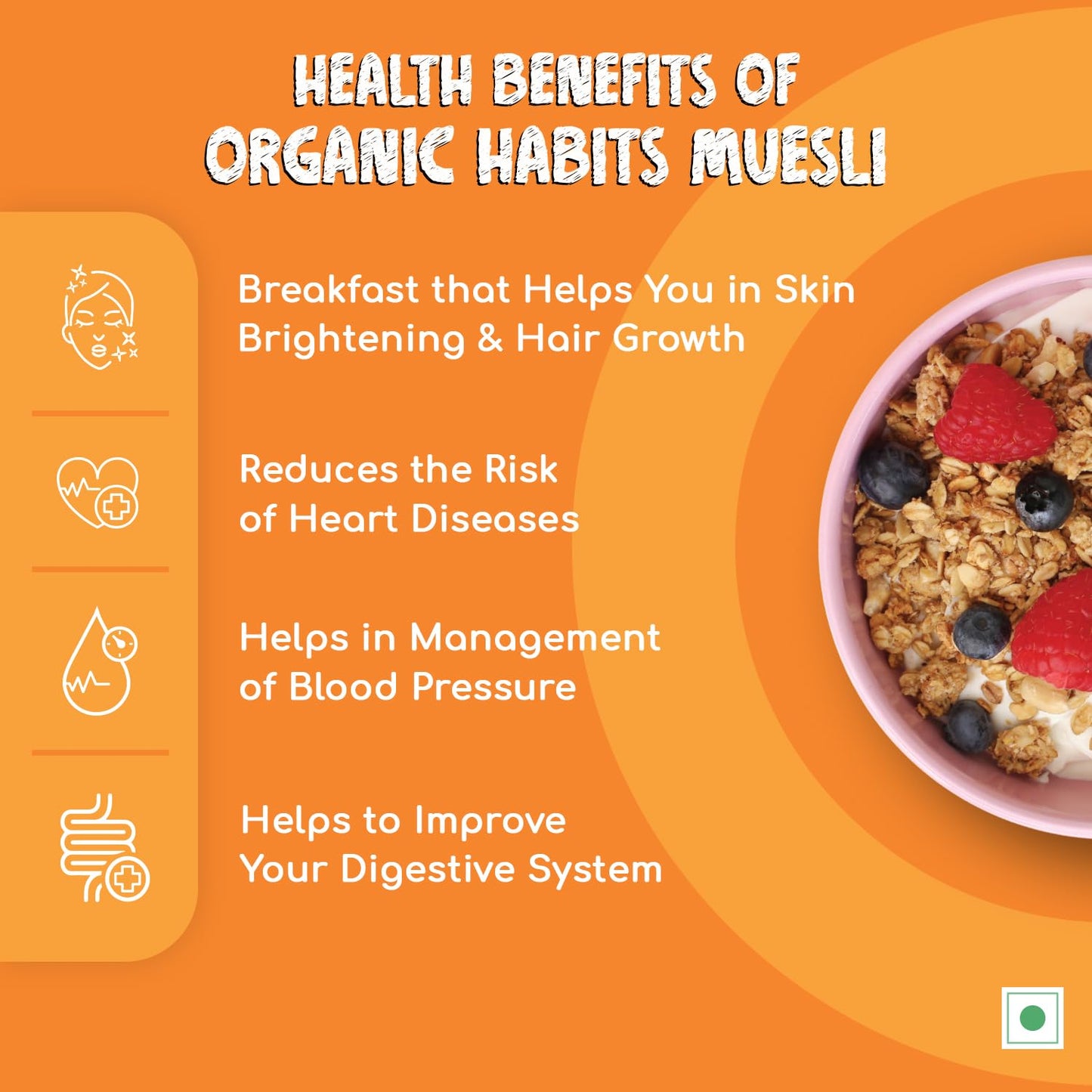 Organic Habits Muesli, Working Women Friendly Breakfast Cereal With Probiotics & Prebiotics - 400 Gms
