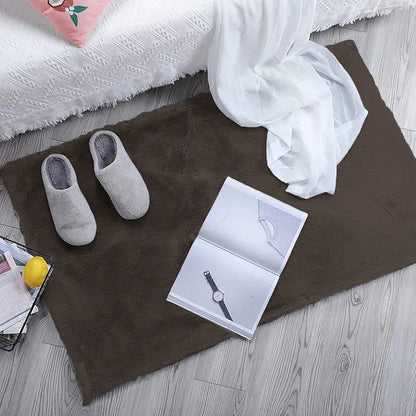 Luxe Home Ruffle Bath Mat Rabbit Fur 1000 GSM Bathroom Door Foot Mats 45 X 75 Cm Colour Cocoa