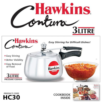Hawkins 3 Litre Contura Pressure Cooker Handi Inner Lid Cooker Silver