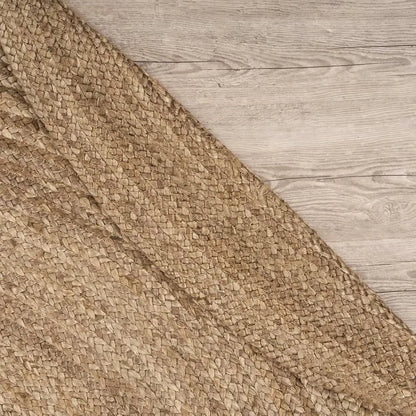 The Home Talk Natural Handcrafted Braided Round Jute Rug 80 cm Beige