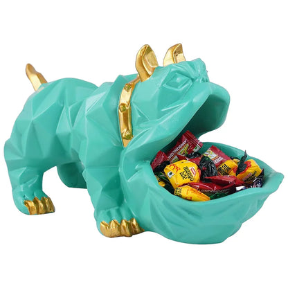 Zart Resin Bulldog Design Storage Holder Bulldog Aquamarine Green