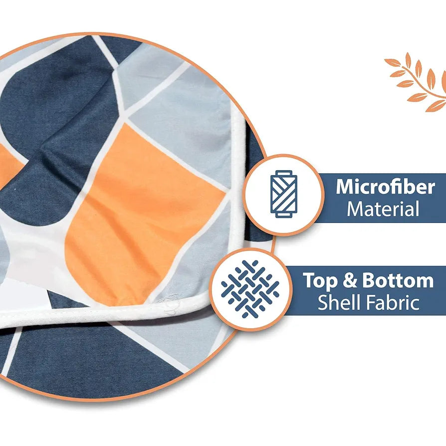 Divine Casa 120 GSM Microfiber Single Kids Dohar Soft & Lightweight Throw Blanket Geometric Pattern Colour Blue-Grey & Orange