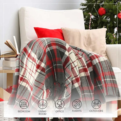 Sashaa World Check Throw Blanket Colour Red And Black