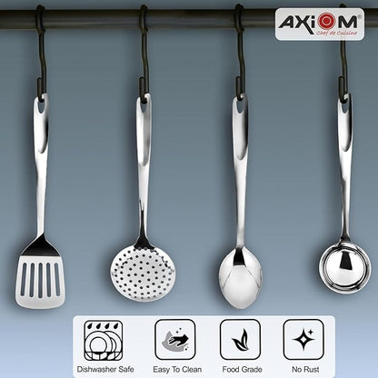 Axiom Stainless Steel Kitchen Tools Set of 4 pcs Non-Stick Set of Ladle Karchi Solid Spoon
