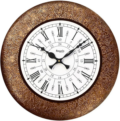 RoyalsCart Analog Wall Clock For Elegant Clock Size - 16 X 16 Inches Gold