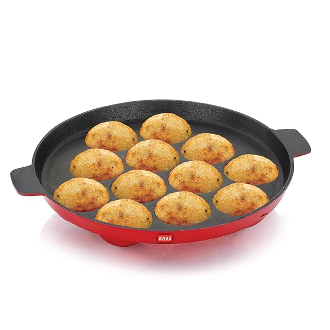Avias Indiana Paniyaram 24cm Nonstick Aluminium Appe Pan With 12 Cups Gas Stove Friendly