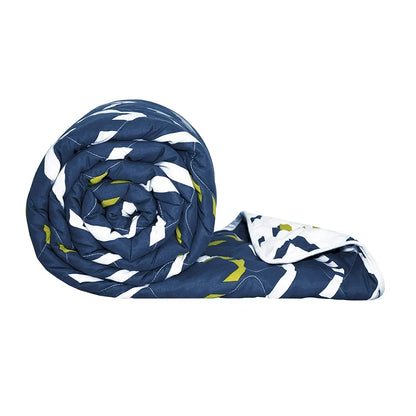 Divine Casa Microfiber All Weather 120 GSM Reversible Single Bed Size Comforter/Blanket Colour Dark Blue and Grey