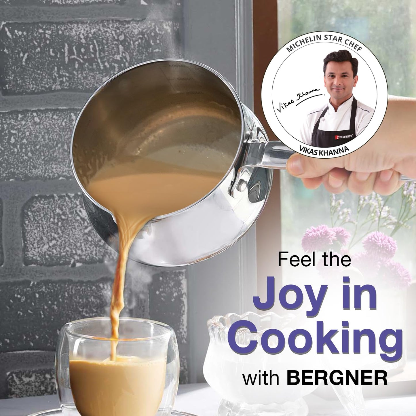 Bergner Be Bergner Essentials Tri-ply 12 Cm Stainless Steel Coffee Warmer/milk Warmer Pot With Steel Handle